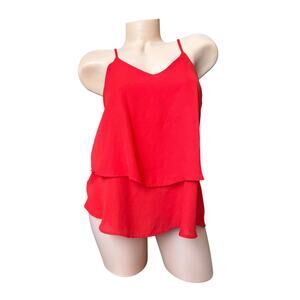 Miami flowy cami size small vibrant red tiered sleeveless top back strappy detal